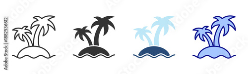 Island Icon Set. Designed In Multi Style