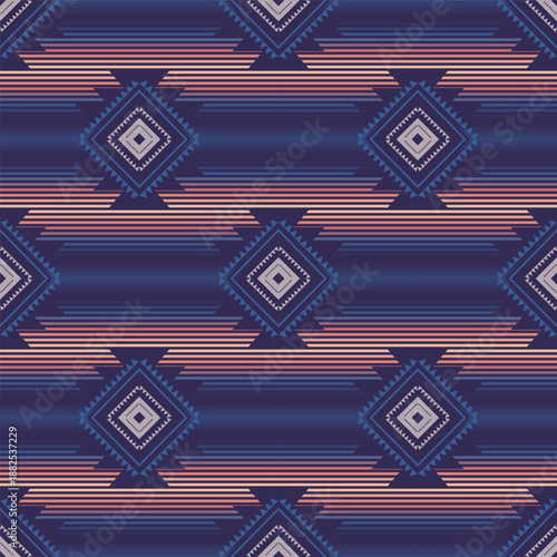 Aztec southwestern colorful stripes pattern. Vector modern Native American stripes seamless pattern. Southwest geometric pattern use for fabric, textile, home decoration elements, upholstery, etc.