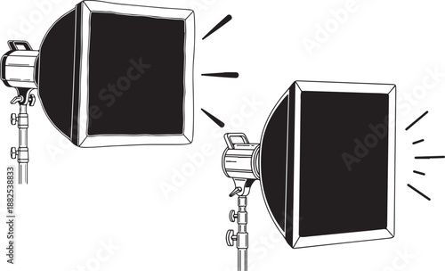A vibrant vector illustration of a photography softbox for studio lighting