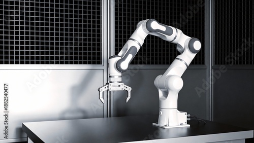 Industrial robotic arm in a lab setting