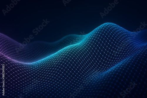 Abstract glowing digital wave pattern futuristic mesh structure representing data connection technology innovation cyberspace communication and artificial intelligence visualization concept