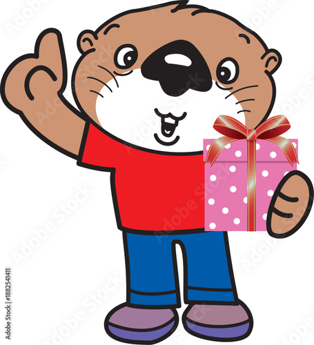 プレゼントを持ったラッコ
