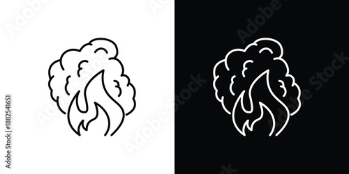 Cannabis bud with flame icon, symbolizing marijuana and fire, representing herbal medicine or recreational use