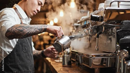 Wallpaper Mural Barista preparing coffee in a cafe. Torontodigital.ca