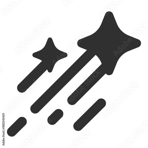 AI falling star or sparkle comet icon. Symbol of fast artificial intelligence processing, magic motion, and generative speed. Minimalist bold line vector for dynamic tech software and AI acceleration 