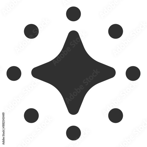 AI sparkle burst or focus point icon. Symbol of intelligent targeting, precise artificial intelligence selection, and generative focus. Minimalist bold line vector for smart camera and photography too