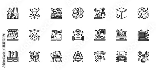 Engineering Line Icon, Outline Symbol for Industrial Development, Mechanical Project, Technical Construction, System Infrastructure, and Innovation Blueprint. Vector Sign Icon.