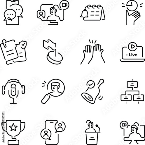 Collection of Line Style Work Icons 