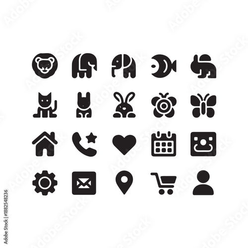 The designs resemble logo-style pictograms or vector icons, suitable for info graphics, apps, signage, or educational materials.