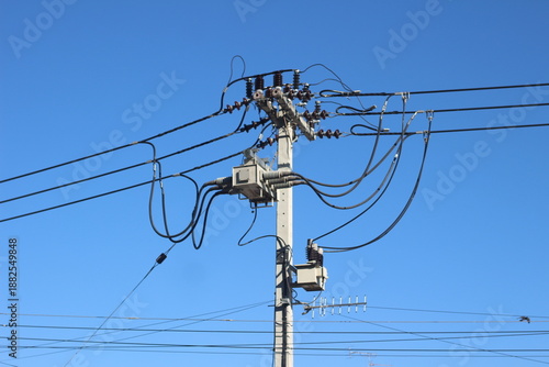 Outdoor high-voltage power pole.