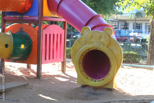 Children's playground in an outdoor park.