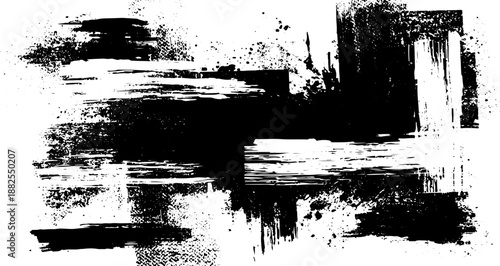 Expressive Ink Brushstroke and Splatter Texture on White.
Abstract artistic ink strokes isolated for creative layouts and modern design.