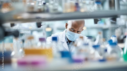Laboratory scientist conducting experiment in clinical research lab