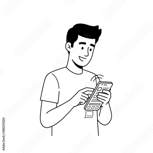 Man Using Smartphone, Touching Screen, Modern Technology, Digital Communication