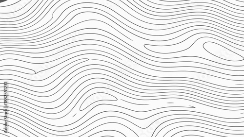 Topographic lines create wave patterns on a white background illustration.
