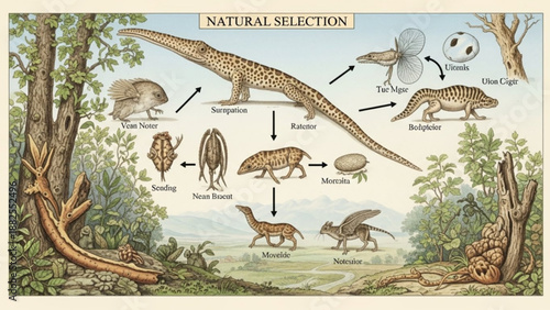 Evolutionary process of natural selection in prehistoric forest