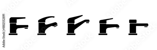 Faucet black icon. Water tap for sink icon isolated on white background.