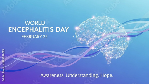 World encephalitis day awareness ribbon and brain illustration