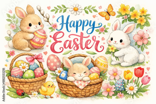 Handdrawn happy easter