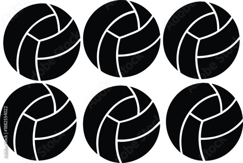 Volleyball Balls Silhouette Set, Black and white Volleyball silhouette vector illustration