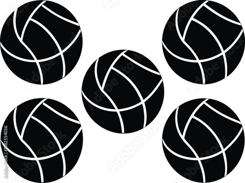 Volleyball Balls Silhouette Set, Black and white Volleyball silhouette vector illustration