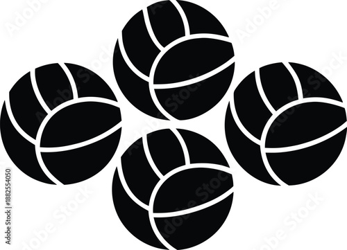 Volleyball Balls Silhouette Set, Black and white Volleyball silhouette vector illustration