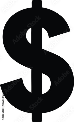 Dollar sign isolated, American dollar currency or dollar symbol flat icon, Bold black dollar sign icon vector