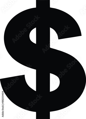 Dollar sign isolated, American dollar currency or dollar symbol flat icon, Bold black dollar sign icon vector