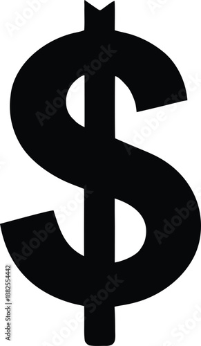 Dollar sign isolated, American dollar currency or dollar symbol flat icon, Bold black dollar sign icon vector