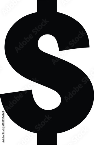 Dollar sign isolated, American dollar currency or dollar symbol flat icon, Bold black dollar sign icon vector