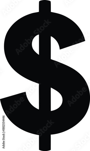 Dollar sign isolated, American dollar currency or dollar symbol flat icon, Bold black dollar sign icon vector