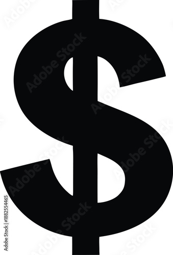 Dollar sign isolated, American dollar currency or dollar symbol flat icon, Bold black dollar sign icon vector