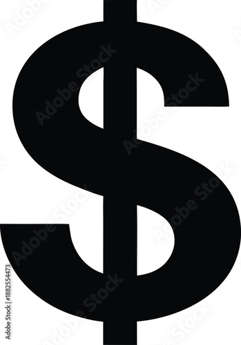 Dollar sign isolated, American dollar currency or dollar symbol flat icon, Bold black dollar sign icon vector