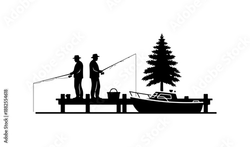 Two Fishermen on a Lake
