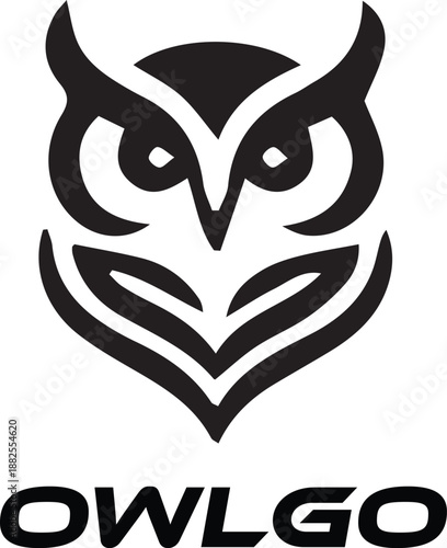 Black and white tribal tattoo design of an owl with wings and a lion head mascot for a nature logo or animal art illustration