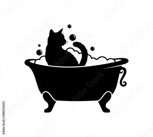 Cat in Bathtub Illustration