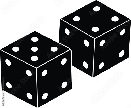 Dice icon design element vector, Dice line icons. Dice icon. Vector illustration, flat and stroke