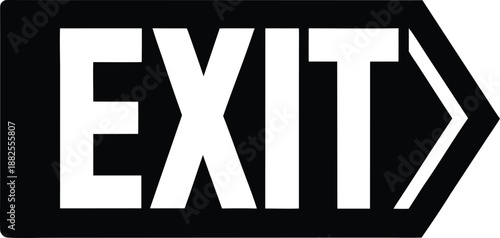Exit sign vector, Exit Sign Silhouette, Bold Exit Sign on Black Background