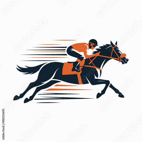 Racehorse & Jockey Logo – Dynamic Running Horse Silhouette