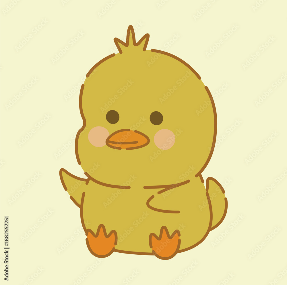 Fototapeta premium Illustration of a cute yellow duck cartoon duck
