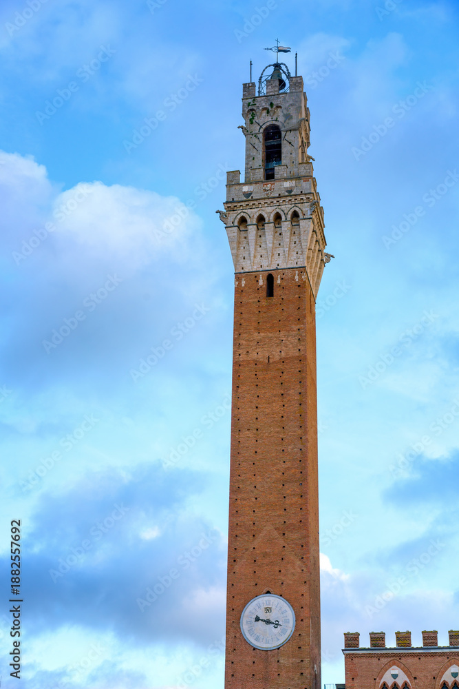 Fototapeta premium Torre del Mangia historic bell tower on a sunny day in Italy
