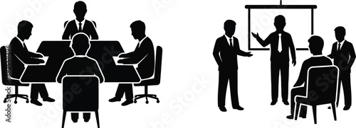 Two contrasting silhouettes of mature women in business attire showing diversity in representation and style choices