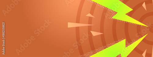 Vibrant orange radial blast design with neon yellow lightning elements for high energy visuals