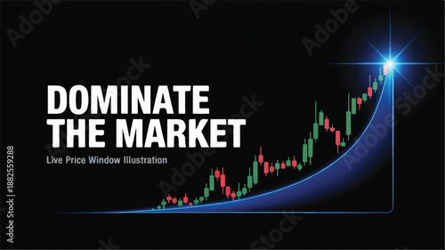 Dominate the Market Live Price Window Illustration Showcasing Financial Growth and Investment Success