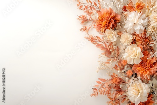 Elegant Floral Arrangement with Soft Hues on a Light Background for Decorative Use