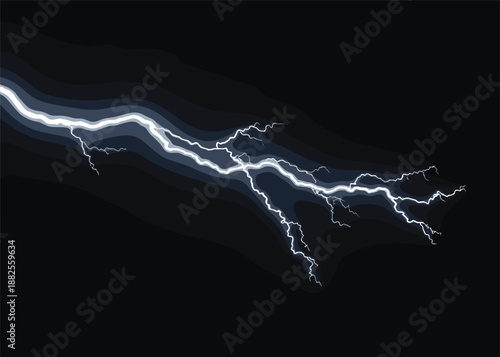 Abstract Blue Lightning Bolt Illustration With Glowing Electric Discharge Effects Isolated On Black Background For Creative Power And Energy Designs