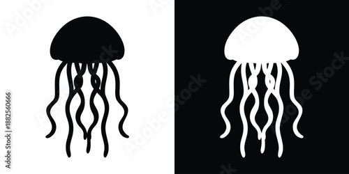 Jellyfish silhouette, Jellyfish vector illustration, Jellyfish icon, Jellyfish clipart