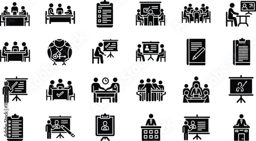 Business Presentation and Meeting Icons Collection