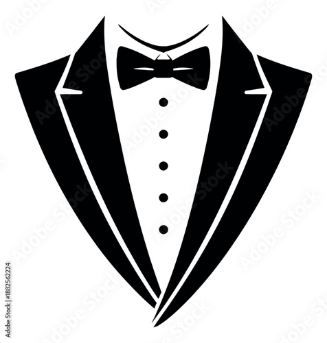 Minimalist illustration of a tuxedo depicting formal attire for events and celebrations