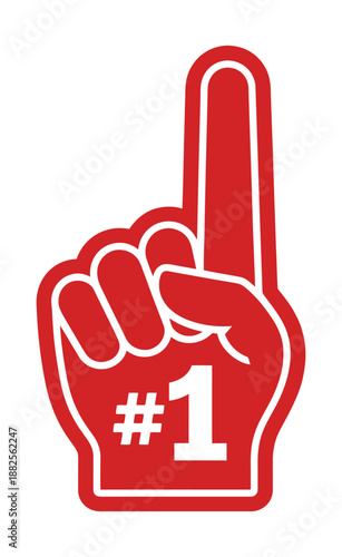 Number 1 fan glove hand symbol featuring finger raised flat vector design for celebration events and sports fans